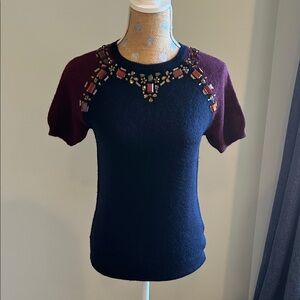 J. CREW BEJEWELED SWEATER TOP XS